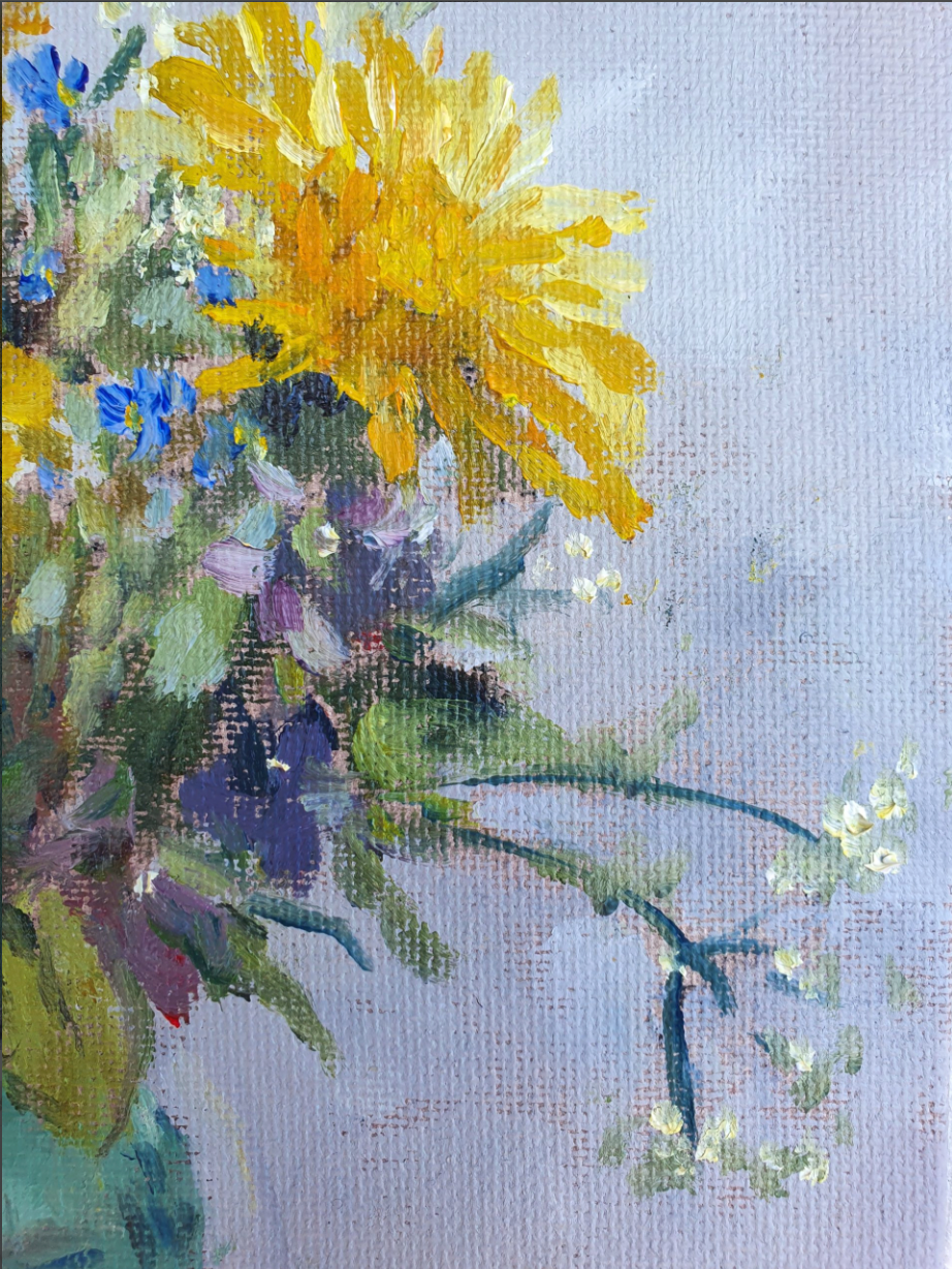 Dandelions in a green vase