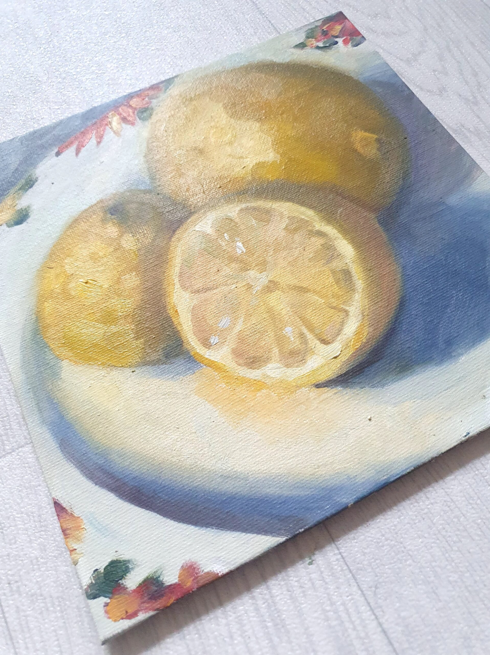 Lemons on a Flowery Plate